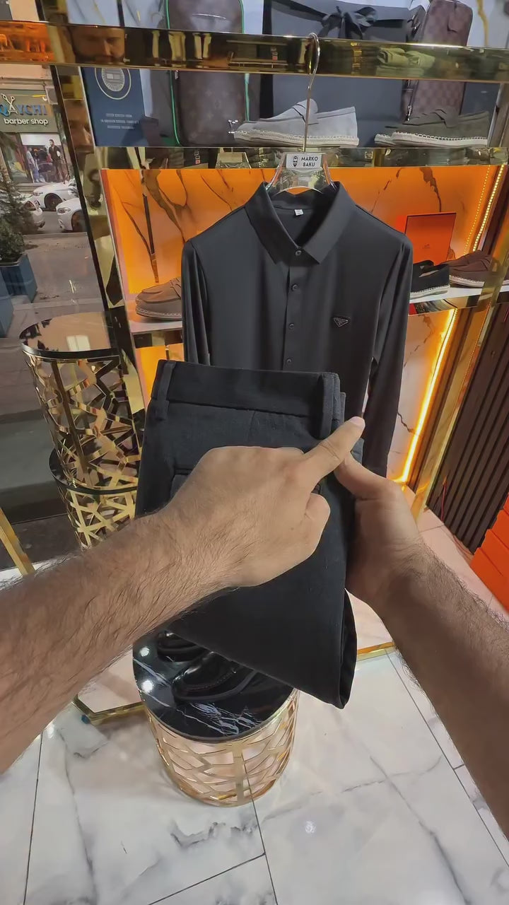 Prada  Düğmeli Saten Gömlek & Prada Kumaş Pantalon