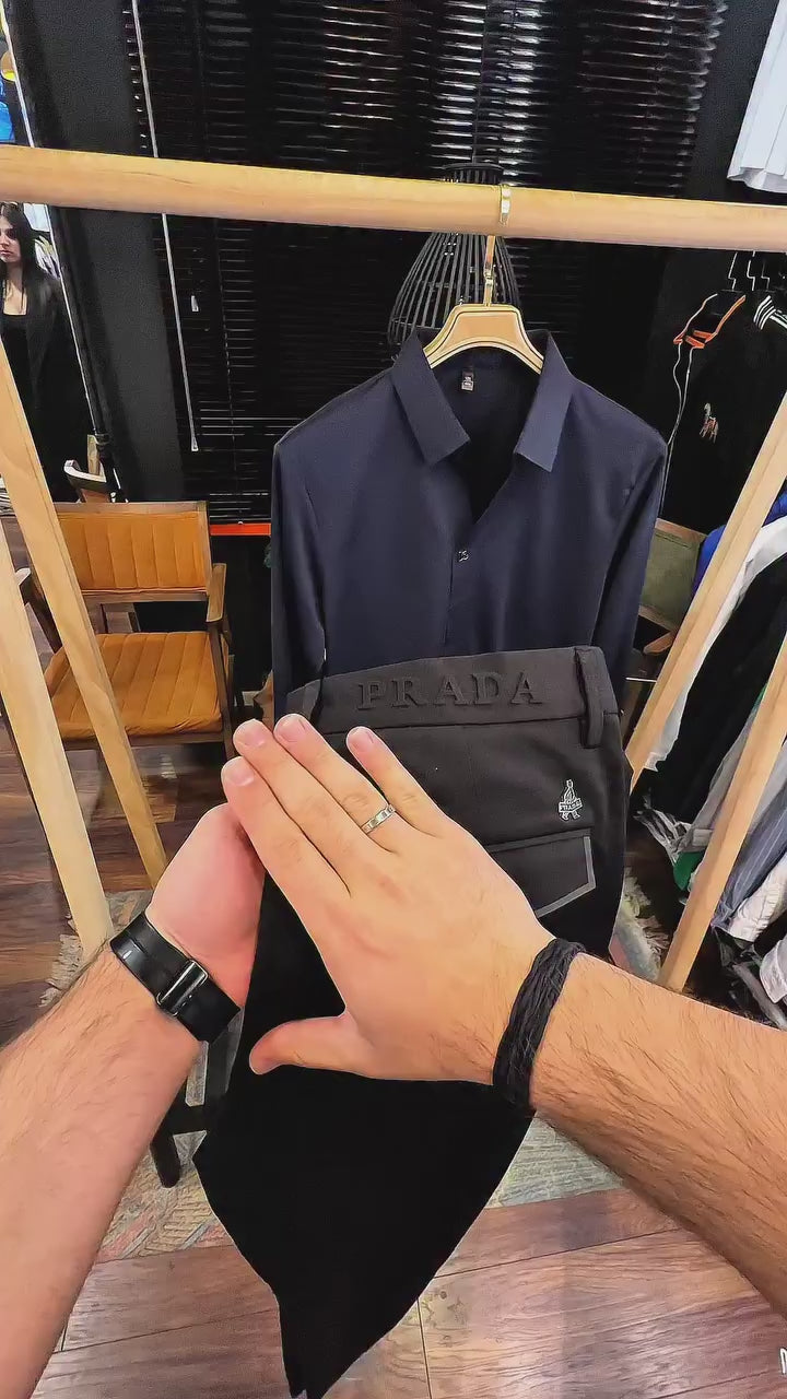 DG  Lacivert Gömlek & Prada Siyah Pantolon Takım