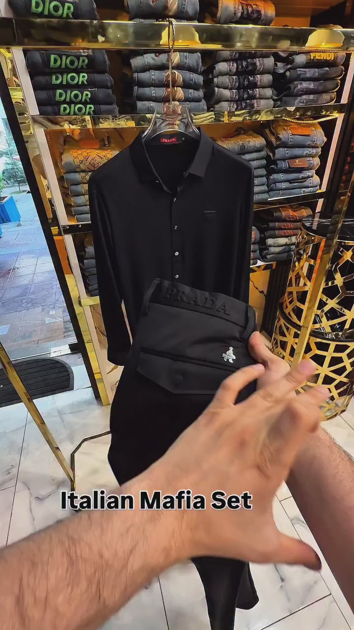 Prada   Siyah Gömlek & Prada  Siyah Pantolon Takım